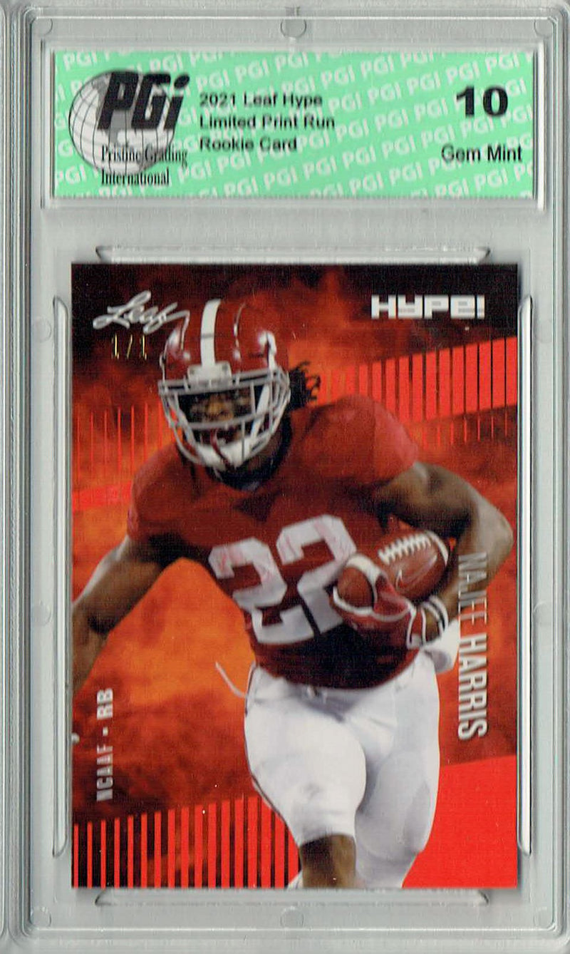Najee Harris Rookie Card Pittsburgh PGI 10 Gem Mint Football Trading Card 2021 Leaf HYPE! #61 Masterpiece 1 of 1