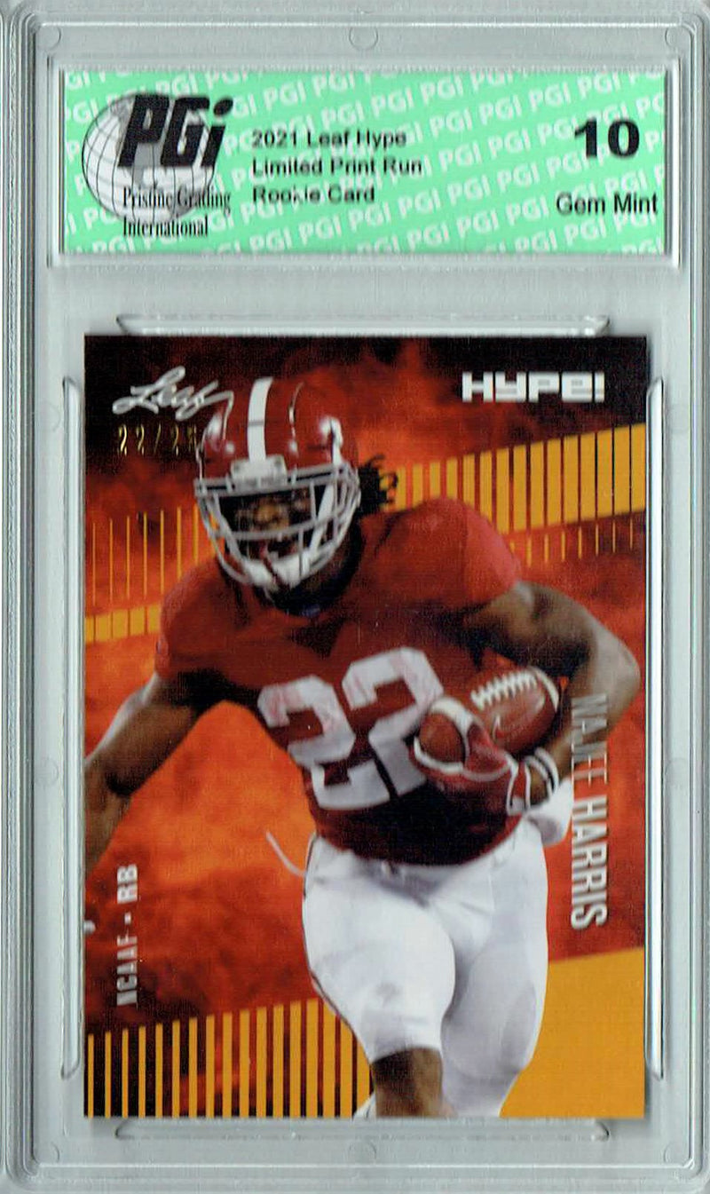 Najee Harris Rookie Card Pittsburgh PGI 10 Gem Mint Football Trading Card 2021 Leaf HYPE! #61 Gold Jersey #22/25
