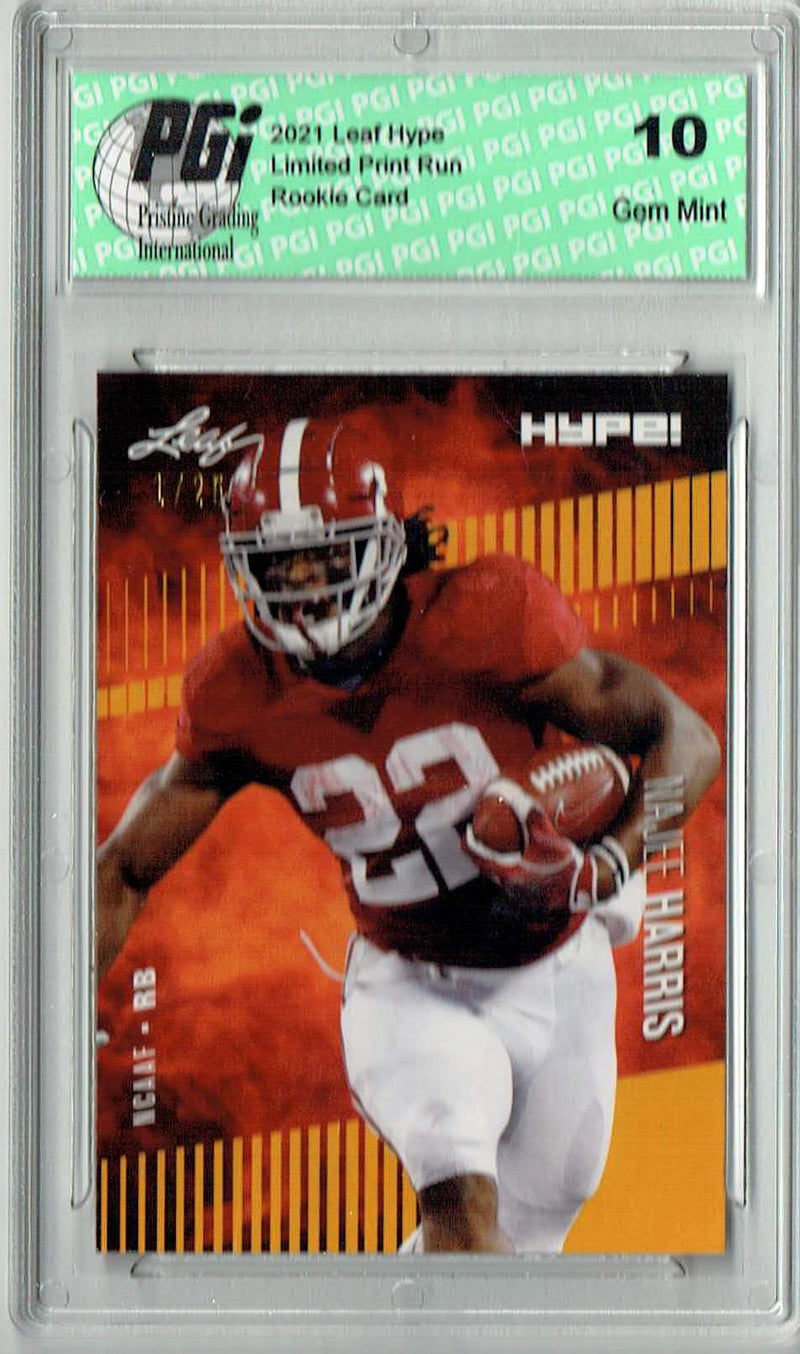 Najee Harris Rookie Card Pittsburgh PGI 10 Gem Mint Football Trading Card 2021 Leaf HYPE! #61 Gold The #1 of 25