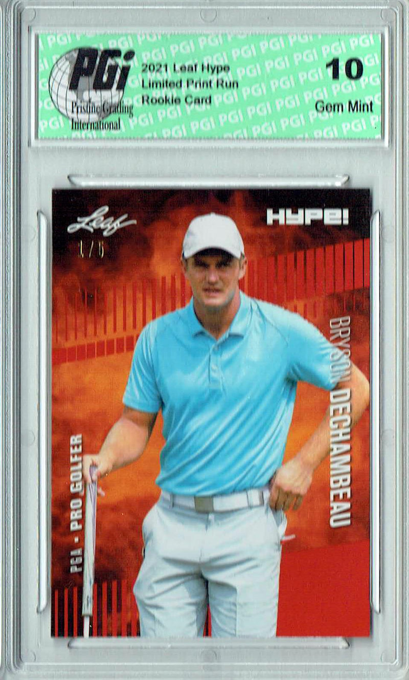 Bryson Dechambeau 2021 Leaf HYPE! #64 Red The #1 of 5 Rookie Card PGI 10