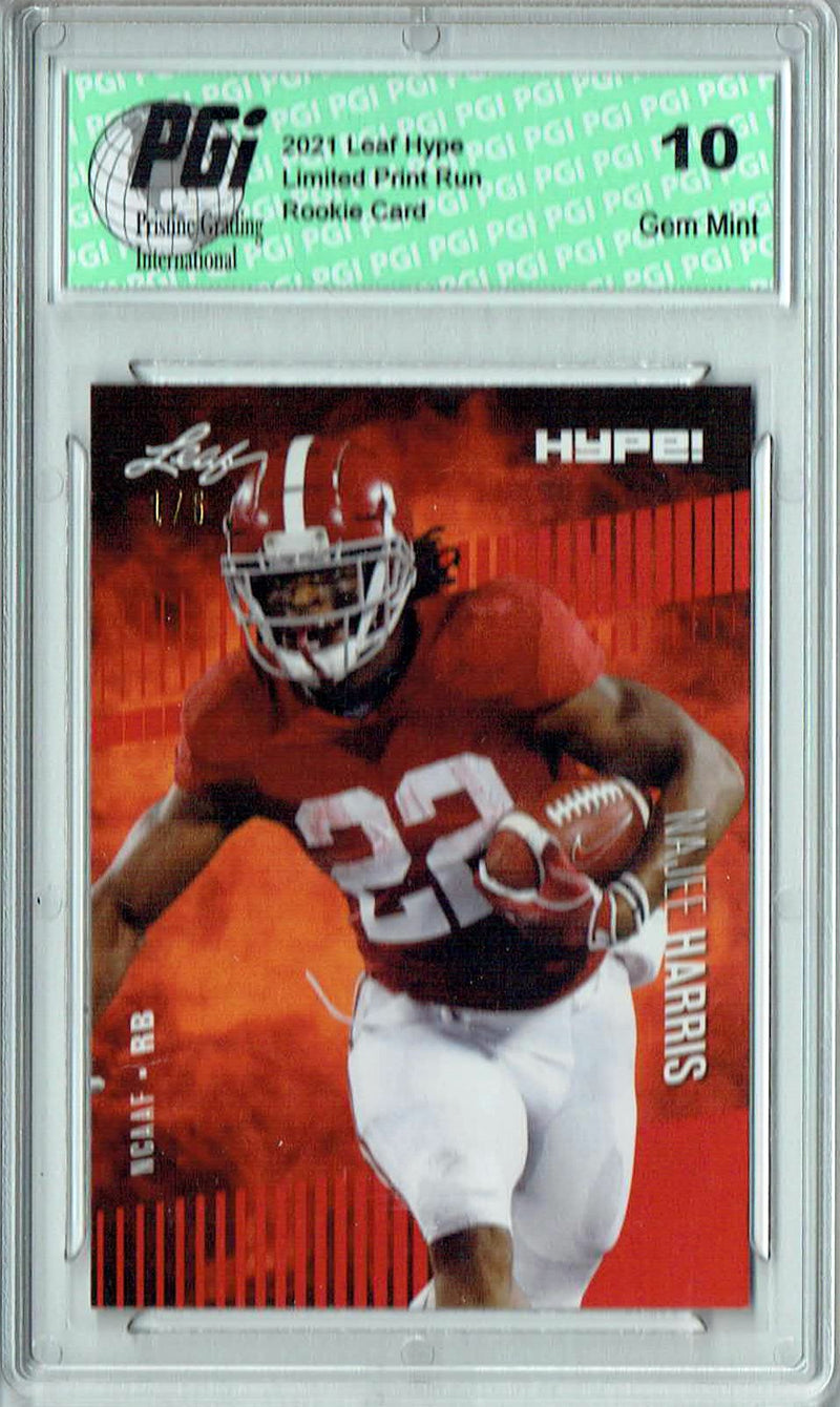 Najee Harris Rookie Card Pittsburgh PGI 10 Gem Mint Football Trading Card 2021 Leaf HYPE! #61 Red The #1 of 5