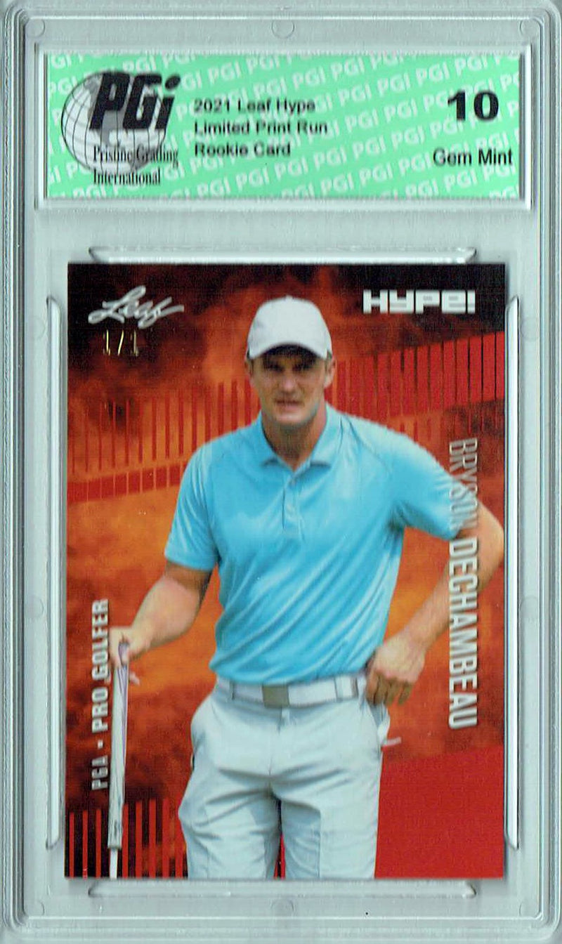 Bryson Dechambeau 2021 Leaf HYPE! #64 Red Blank Back 1/1 Rookie Card PGI 10