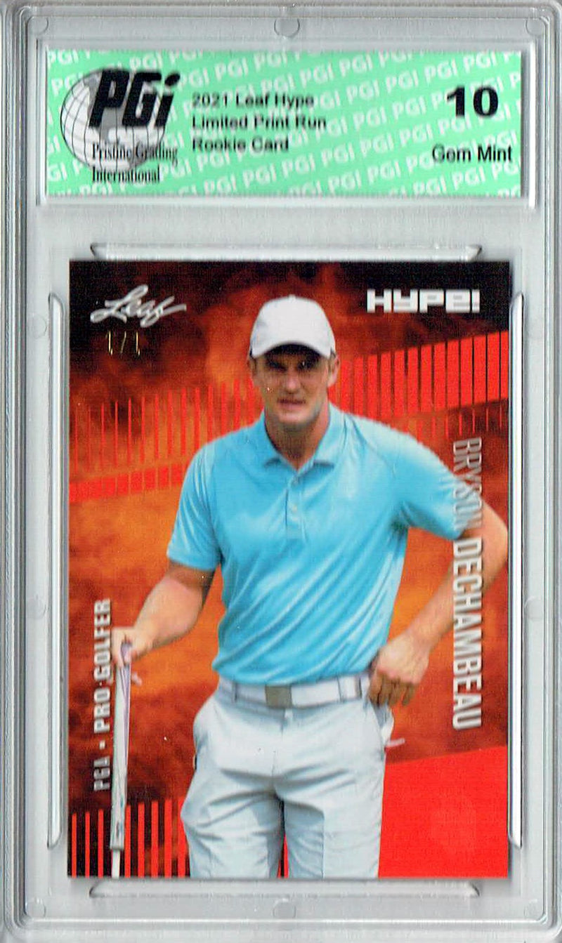 Bryson Dechambeau 2021 Leaf HYPE! #64 Orange Blank Back 1/1 Rookie Card PGI 10