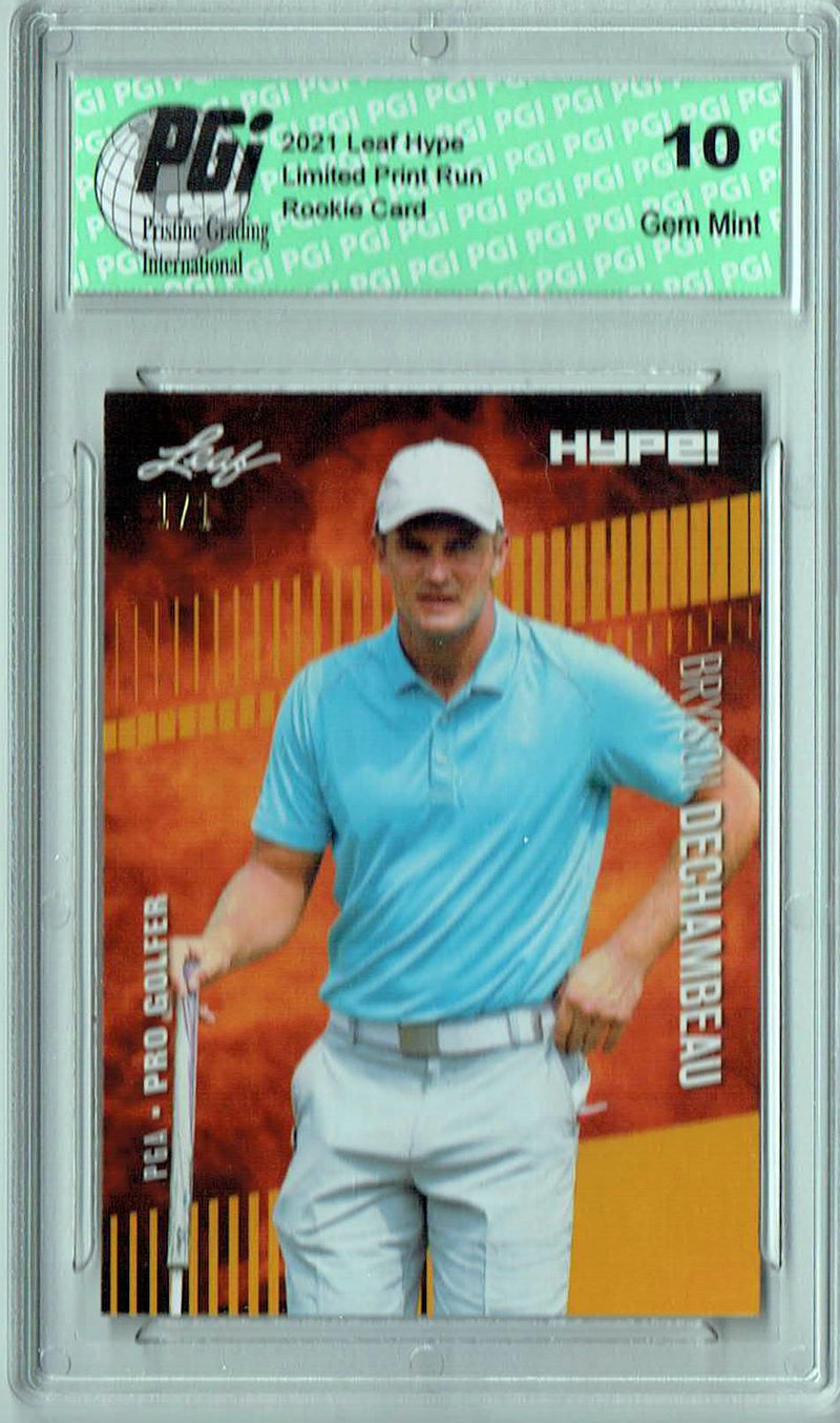 Bryson Dechambeau 2021 Leaf HYPE! #64 Gold Blank Back 1/1 Rookie Card PGI 10