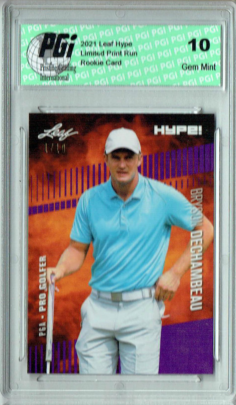 Bryson Dechambeau 2021 Leaf HYPE! #64 Purple The #1 of 10 Rookie Card PGI 10