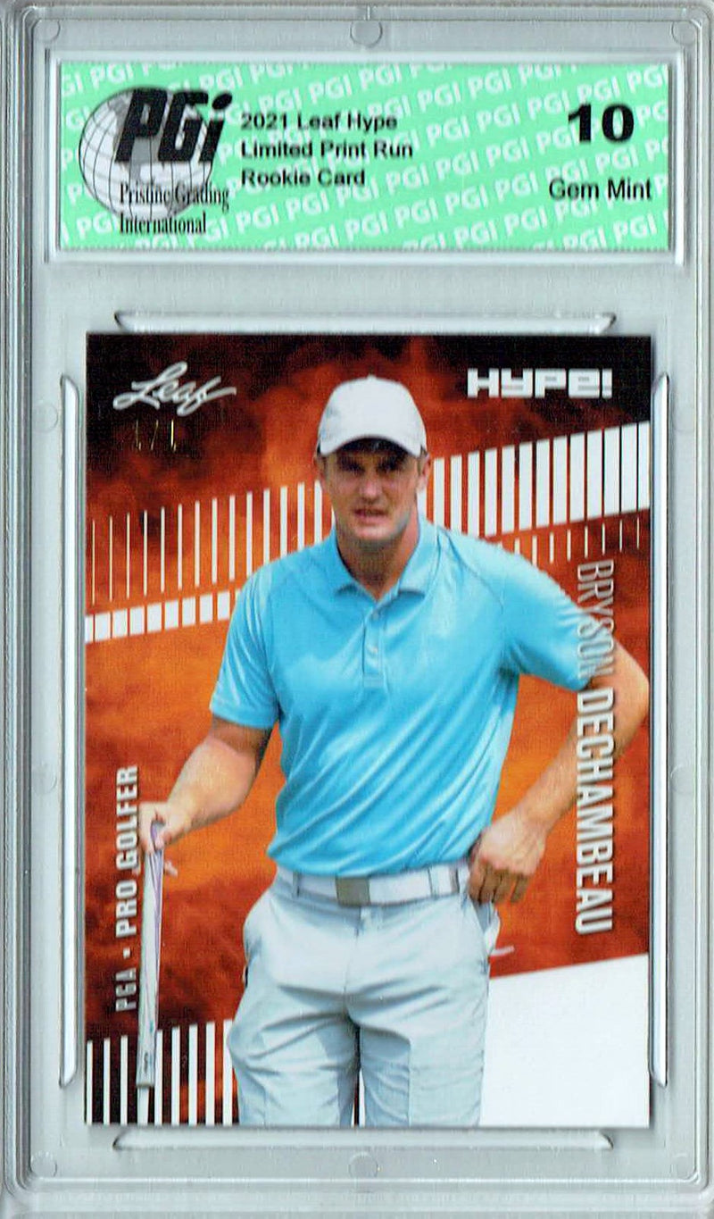 Bryson Dechambeau 2021 Leaf HYPE! #64 White Blank Back 1/1 Rookie Card PGI 10