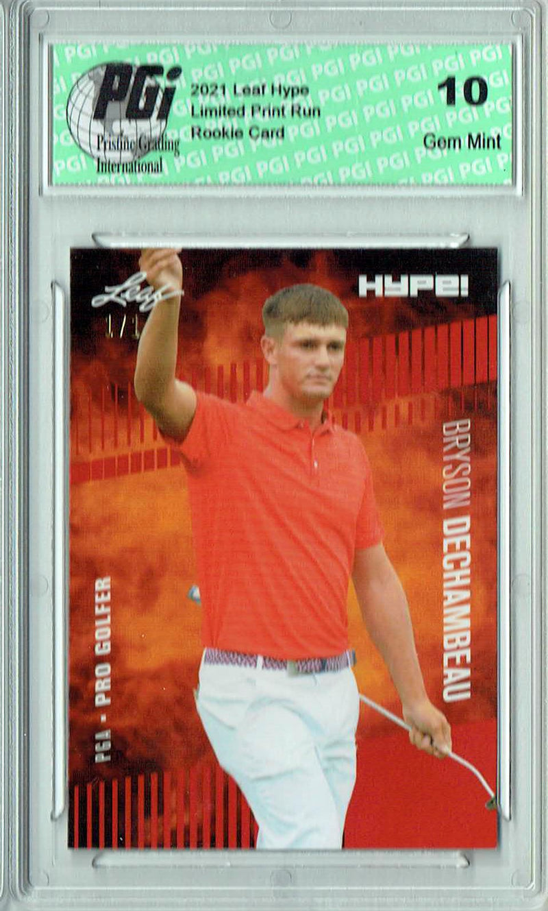 Bryson Dechambeau 2021 Leaf HYPE! #64A Red Blank Back 1/1 Rookie Card PGI 10