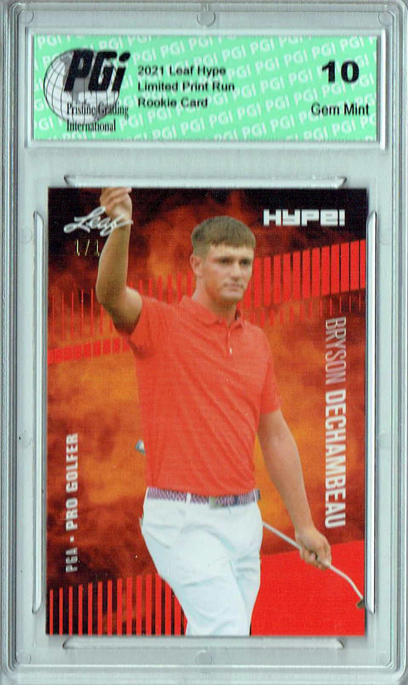 Bryson Dechambeau 2021 Leaf HYPE! #64A Orange Blank Back 1/1 Rookie Card PGI 10
