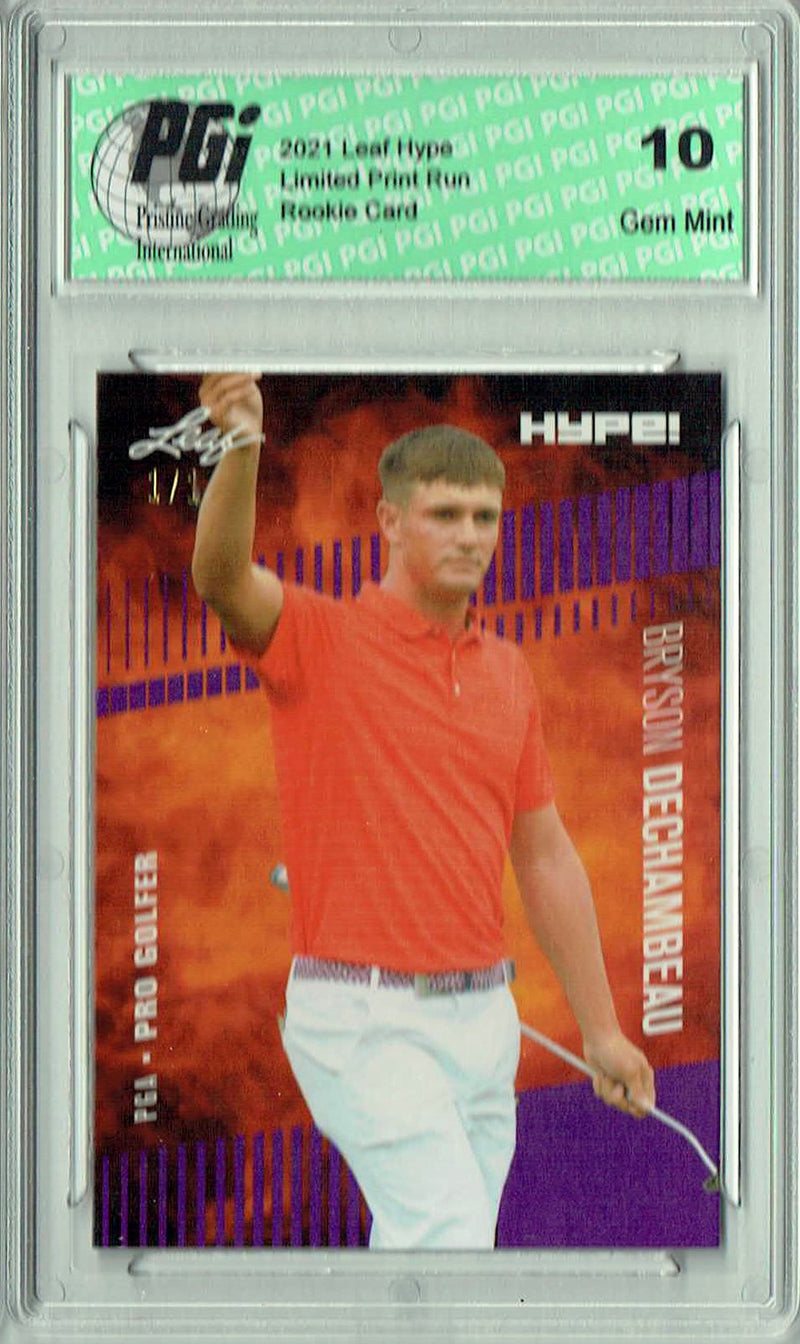 Bryson Dechambeau 2021 Leaf HYPE! #64A Purple Blank Back 1/1 Rookie Card PGI 10