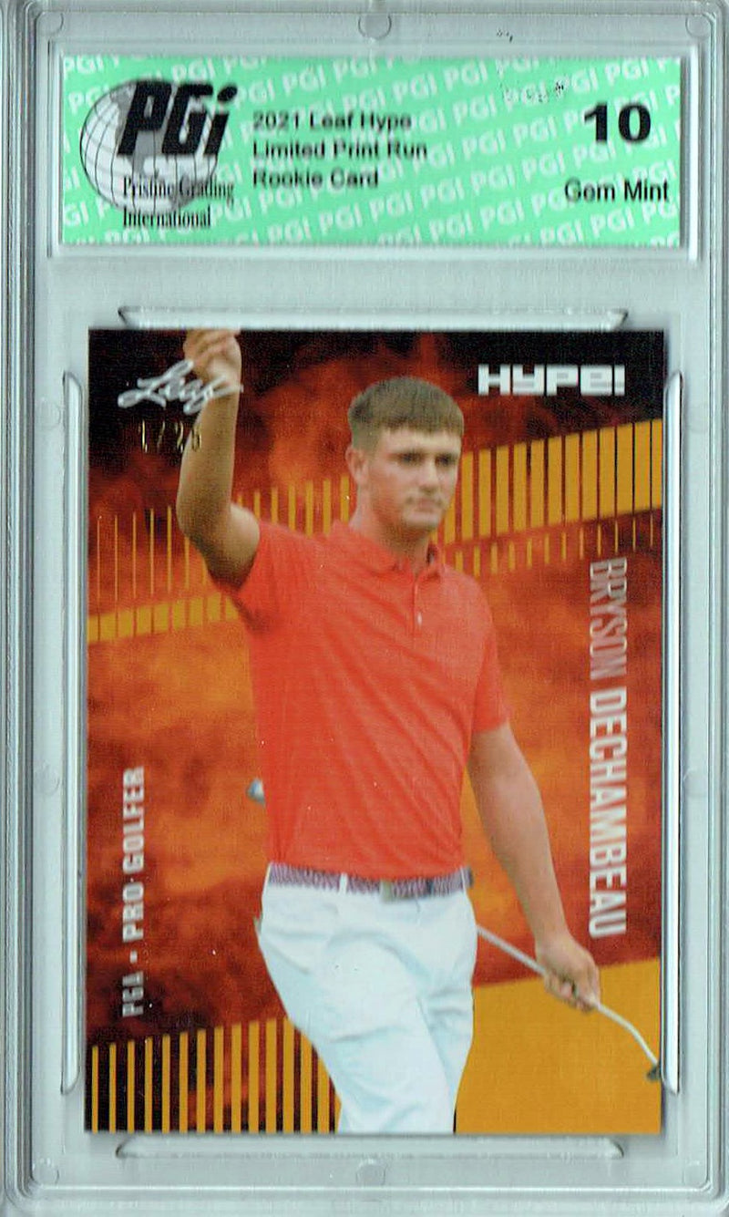 Bryson Dechambeau 2021 Leaf HYPE! #64A Gold The #1 of 25 Rookie Card PGI 10