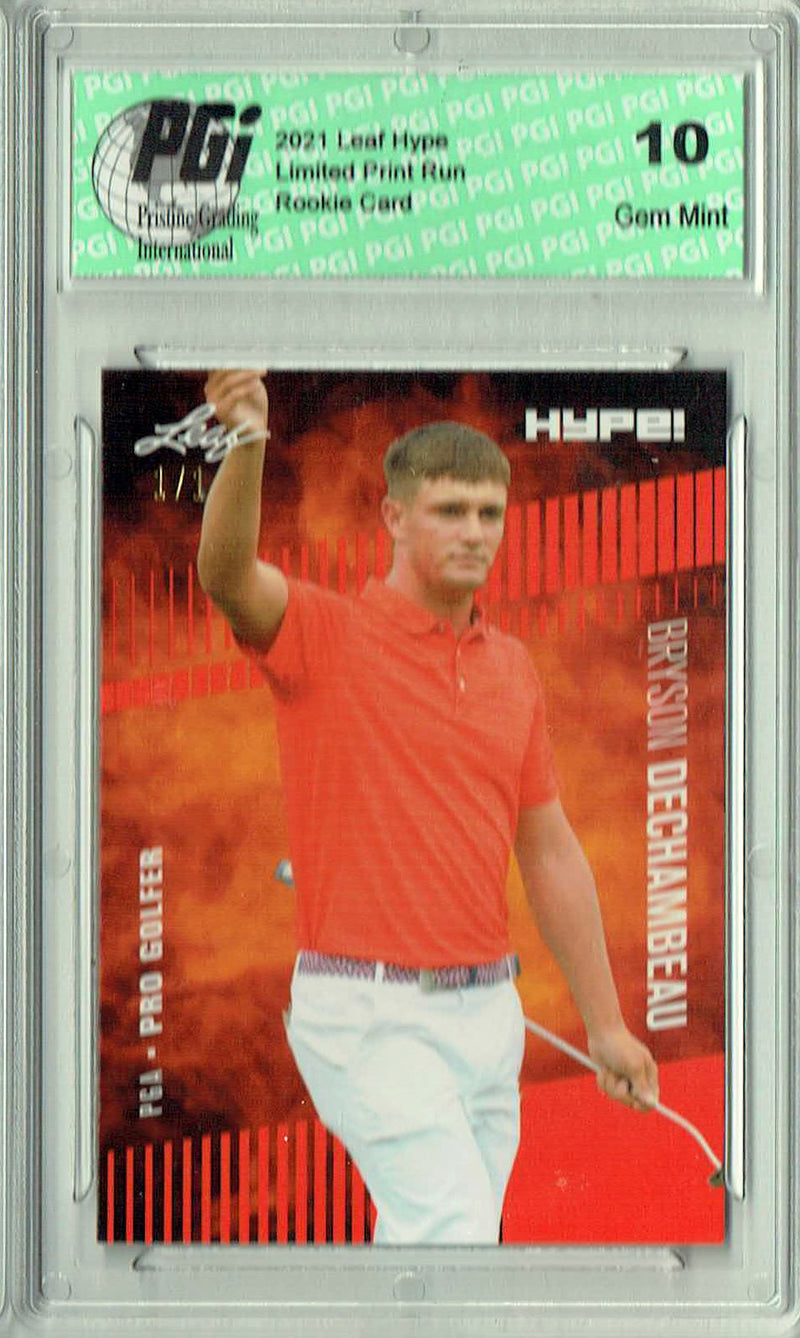 Bryson Dechambeau 2021 Leaf HYPE! #64A Masterpiece 1 of 1 Rookie Card PGI 10