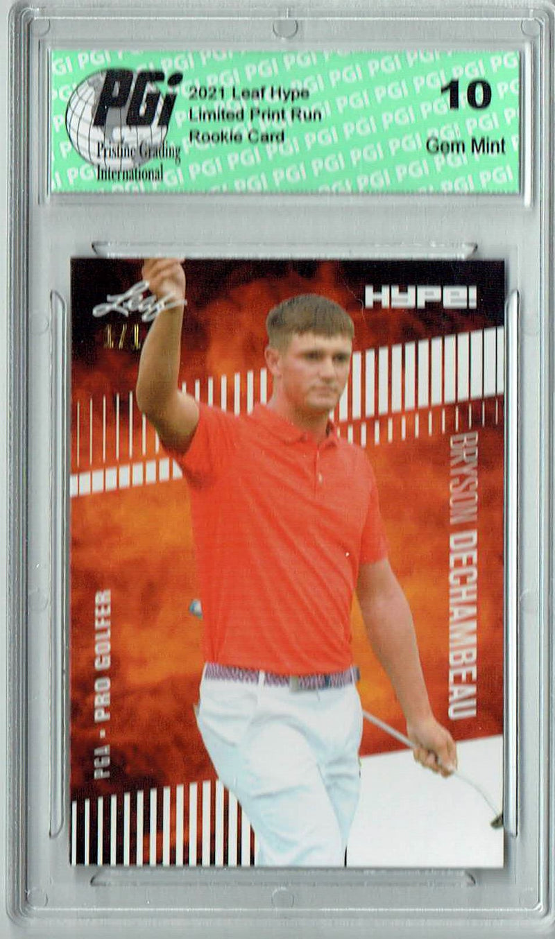 Bryson Dechambeau 2021 Leaf HYPE! #64A White Blank Back 1/1 Rookie Card PGI 10