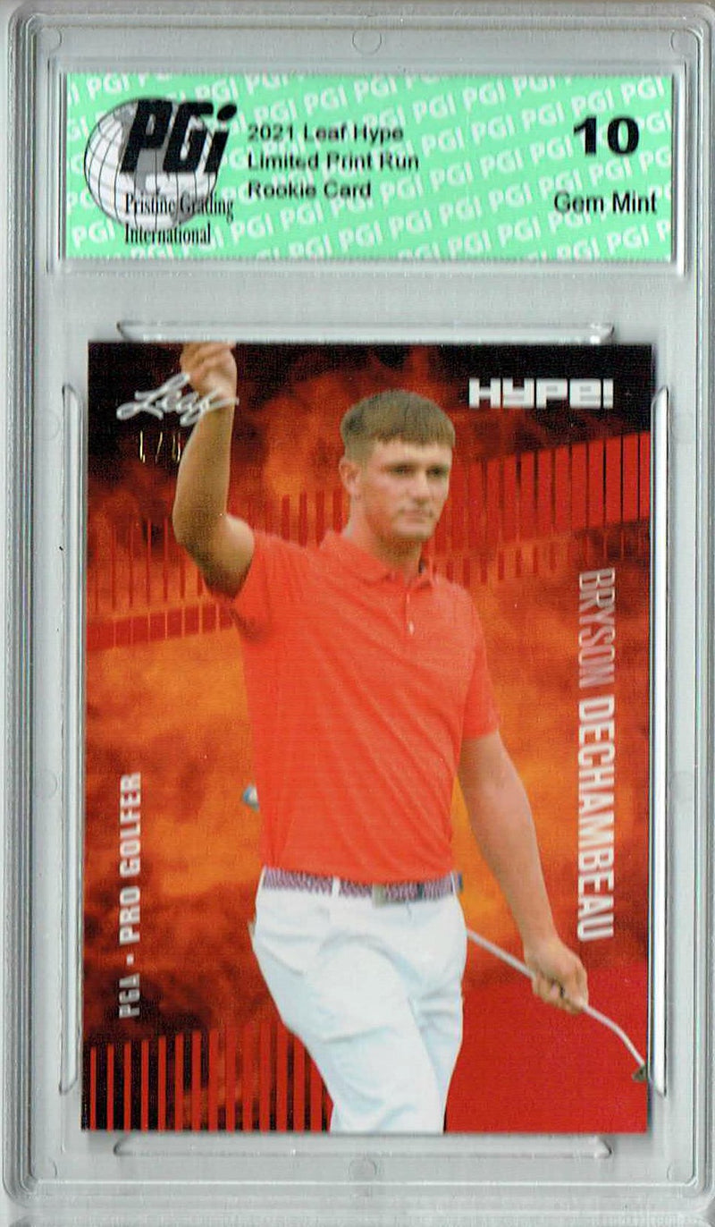 Bryson Dechambeau 2021 Leaf HYPE! #64A Red The #1 of 5 Rookie Card PGI 10