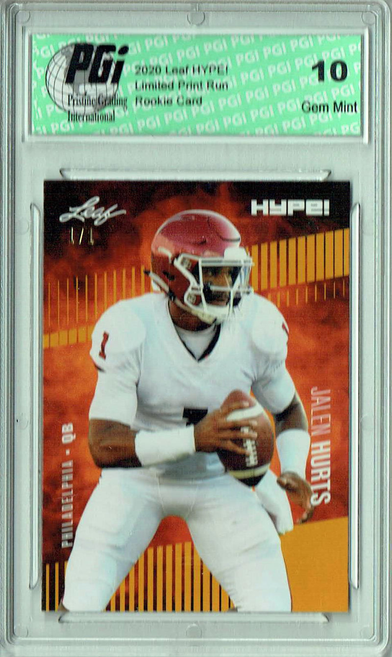 Jalen Hurts 2020 Leaf HYPE! #28A Gold Blank Back 1/1 Rookie Card PGI 10