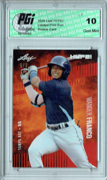 Wander Franco 2020 Leaf HYPE! #56A Red Jersey #5/5 Rookie Card PGI 10