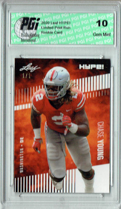 Chase Young 2020 Leaf HYPE! #55 White Blank Back 1/1 Rookie Card PGI 10
