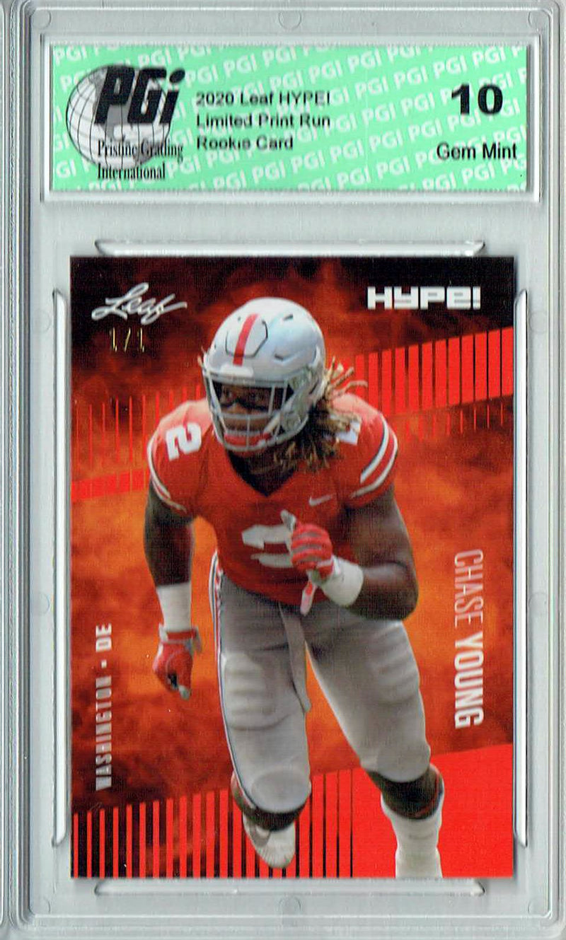 Chase Young Rookie Card Washington PGI 10 Gem Mint Football Trading Card 2020 Leaf HYPE! #55 Masterpiece 1 of 1
