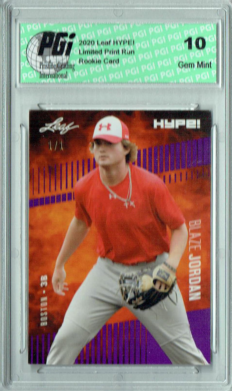 Blaze Jordan 2020 Leaf HYPE! #43 Purple Blank Back 1/1 Rookie Card PGI 10