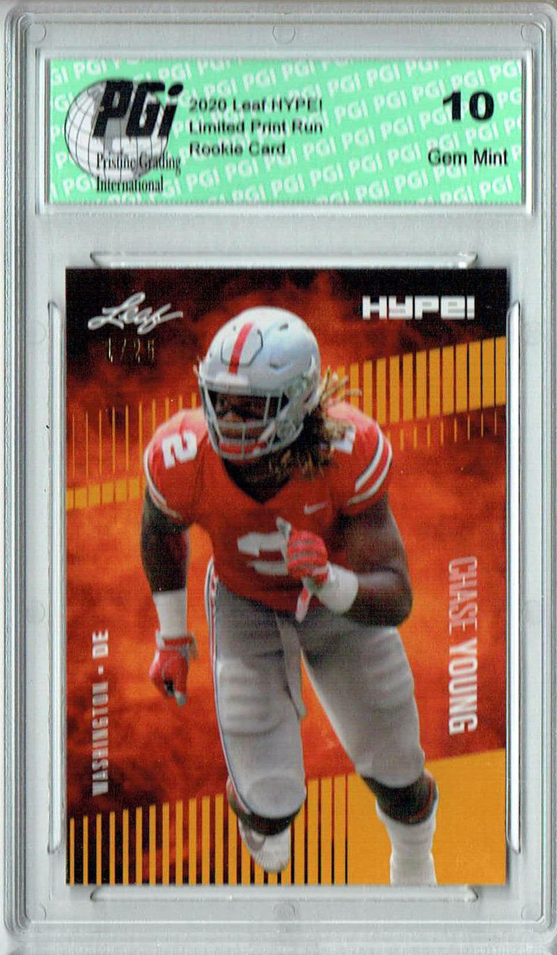 Chase Young Rookie Card Washington PGI 10 Gem Mint Football Trading Card 2020 Leaf HYPE! #55 Gold The #1 of 25