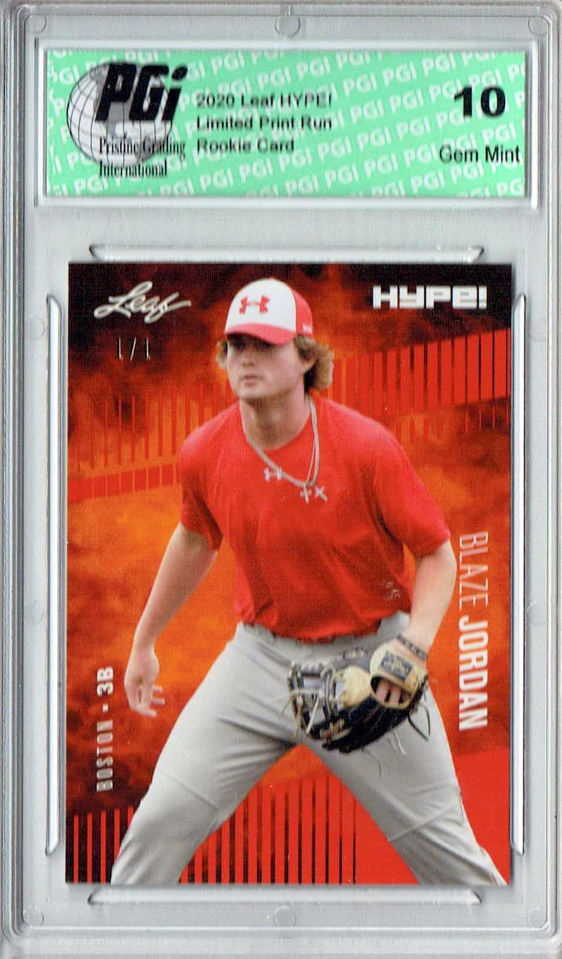 Blaze Jordan 2020 Leaf HYPE! #43 Orange Blank Back 1/1 Rookie Card PGI 10