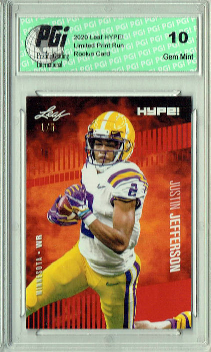 Justin Jefferson 2020 Leaf HYPE! #54A Red The #1 of 5 Rookie Card PGI 10