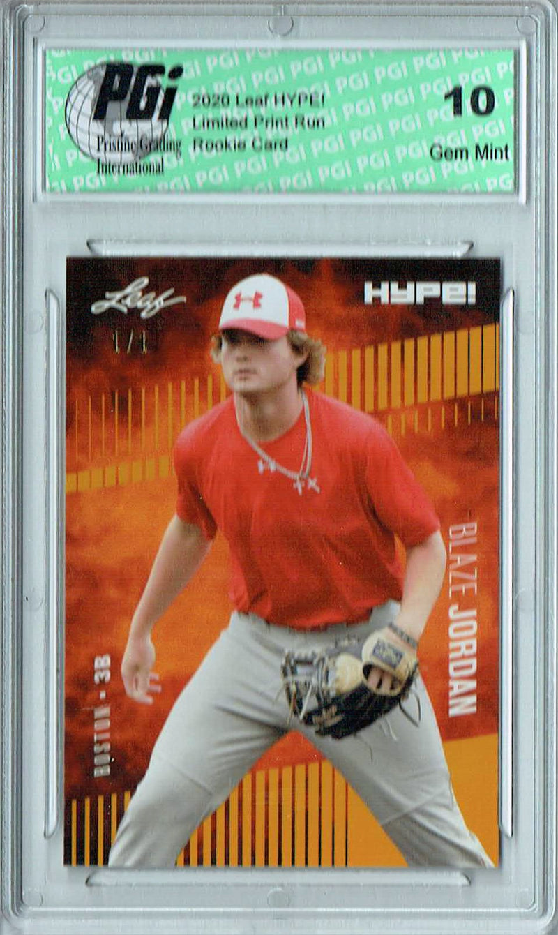 Blaze Jordan 2020 Leaf HYPE! #43 Gold Blank Back 1/1 Rookie Card PGI 10