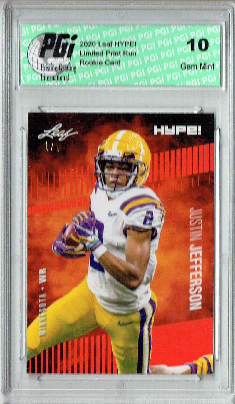 Justin Jefferson Rookie Card Minnesota PGI 10 Gem Mint Football Trading Card 2020 Leaf HYPE! #54A Masterpiece 1 of 1