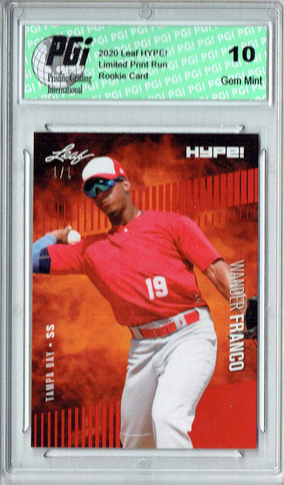 Wander Franco 2020 Leaf HYPE! #56 Red Blank Back 1/1 Rookie Card PGI 10