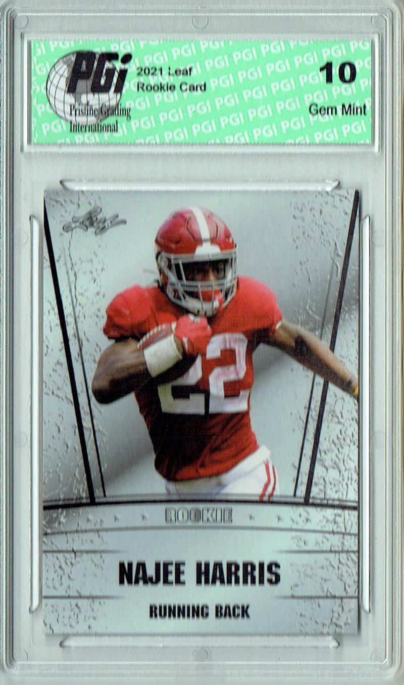 Najee Harris Rookie Card Pittsburgh PGI 10 Gem Mint Football Trading Card 2021 Leaf #RS-10