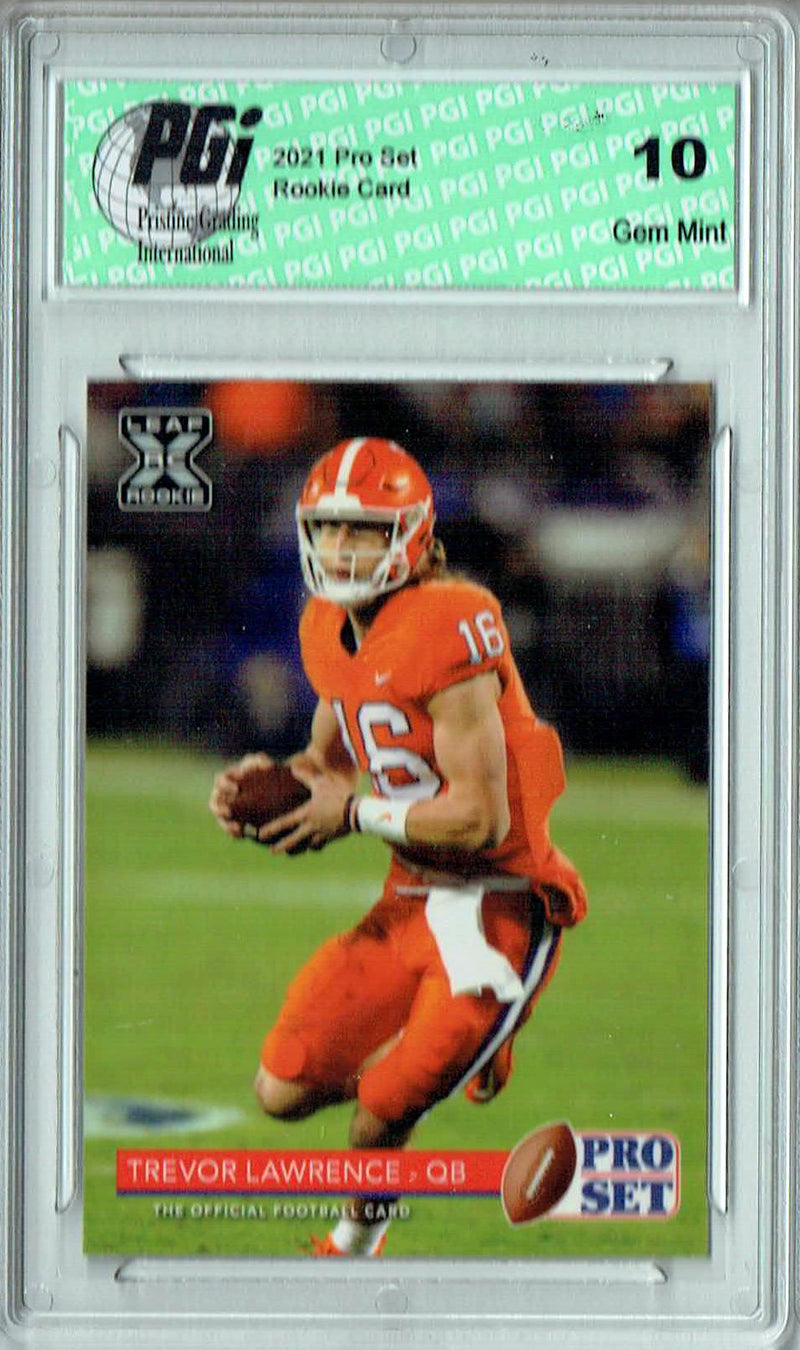 Trevor Lawrence Rookie Card Jacksonville PGI 10 Gem Mint Football Trading Card 2021 Leaf Pro Set #NQBR1 National SP