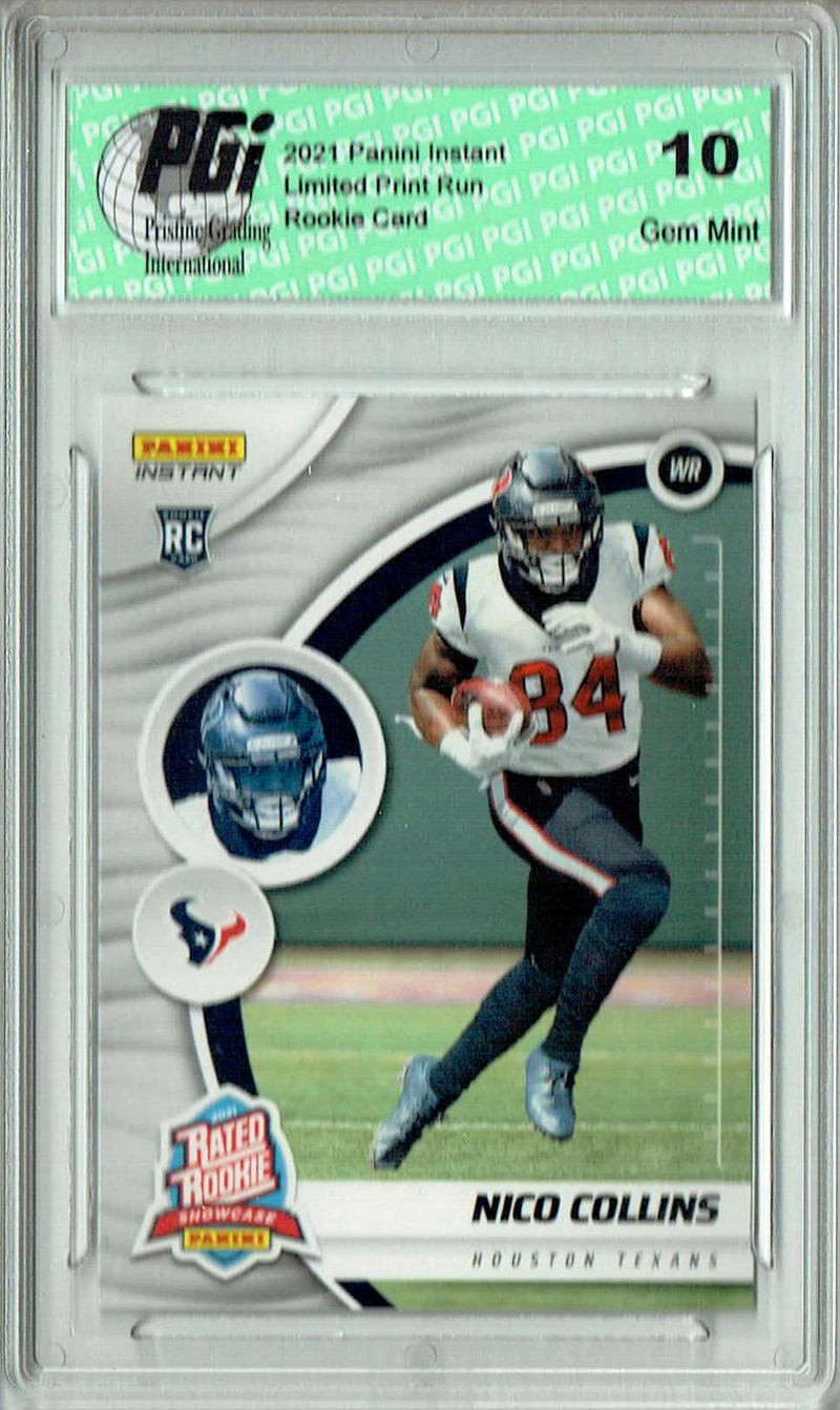 Nico Collins 2021 Panini Instant #RS27 Rated Rookie 1 of 225 Rookie Card PGI 10