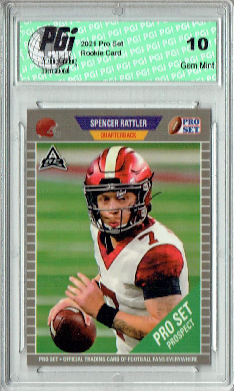 Spencer Rattler Rookie Card Oklahoma PGI 10 Gem Mint Football Trading Card 2021 Leaf Pro Set #PS18 Print Run: 9,325