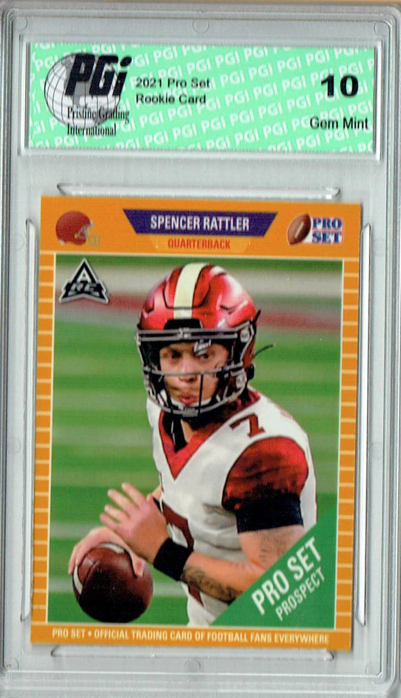 Spencer Rattler Rookie Card Oklahoma PGI 10 Gem Mint Football Trading Card 2021 Leaf Pro Set #PS18 Gold SP, 491 Made