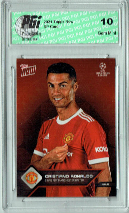 Cristiano Ronaldo 2021 Topps Now #14 Manchester United  Rare Trading Card PGI 10