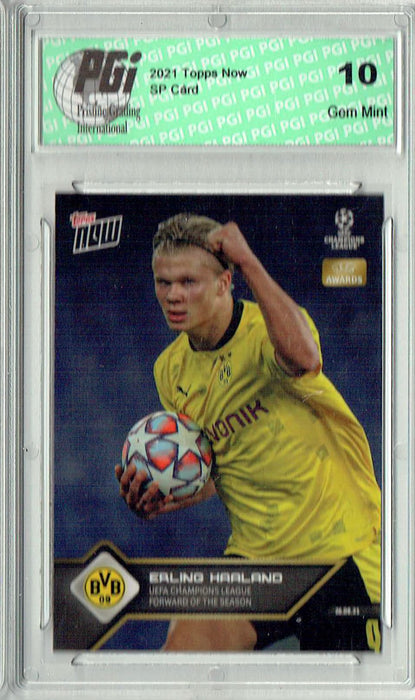 Erling Haaland 2021 Topps Now #10 Top Forward 5908 Made Rare Trading Card PGI 10