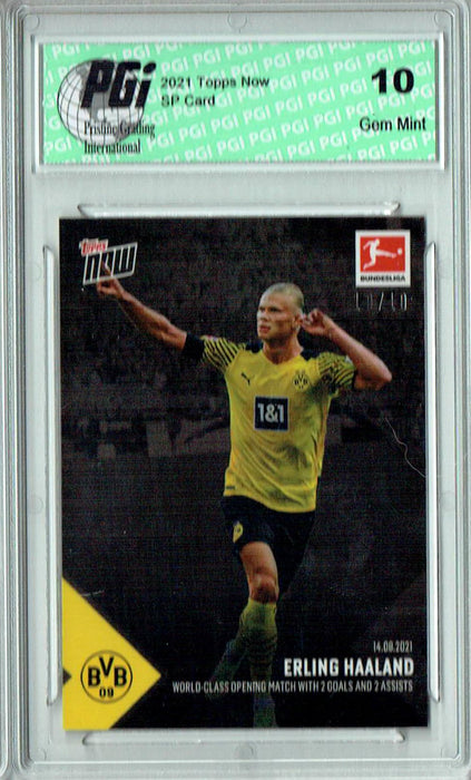 Erling Haaland 2021 Topps Now #5 Black SP #10/10 Made Rare Trading Card PGI 10