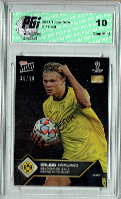 Erling Haaland 2021 Topps Now #10 SP #35/99 Made Rare Trading Card PGI 10