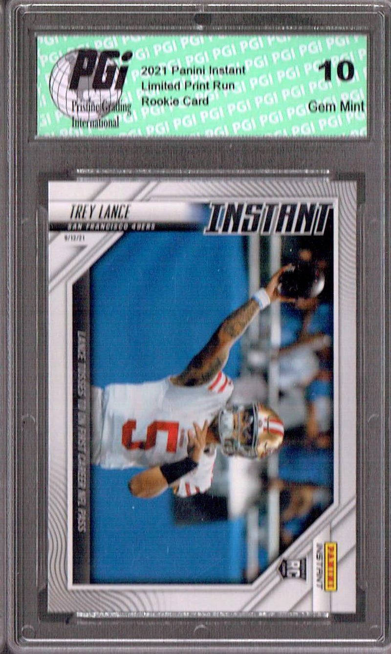 Trey Lance 2021 Panini Instant #13 1st TD, 1/1474 Made Rookie Card PGI 10