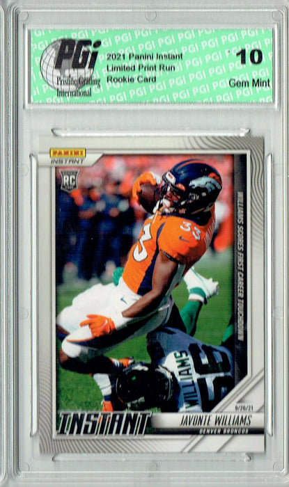 Javonte Williams 2021 Panini Instant #36 1st TD Only 185 Made Rookie Card PGI 10