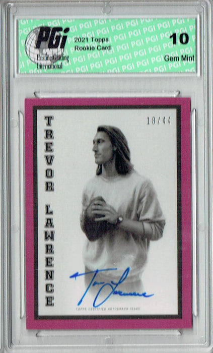 Trevor Lawrence 2021 Topps X #48-A SP Auto SP #18/44 Rookie Card PGI 10