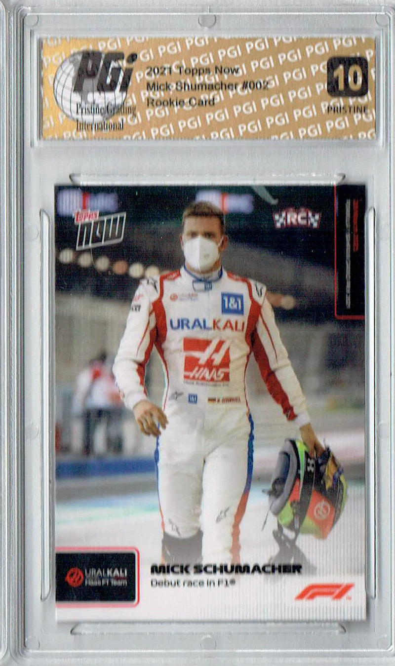 Mick Schumacher 2021 Topps Now #2 PRISTINE Rookie Card PGI 10