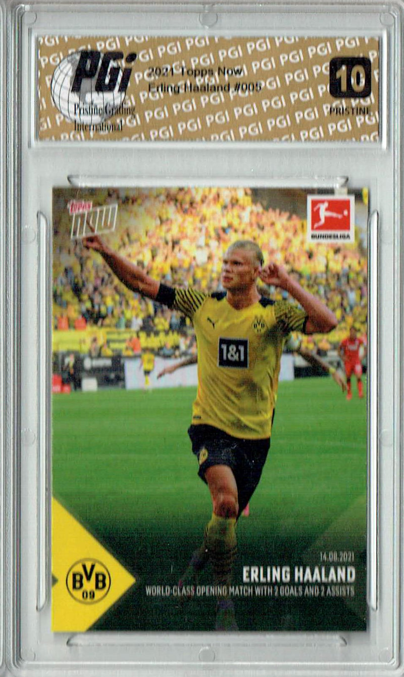 Erling Haaland 2021 Topps Now #5 PRISTINE Rare Trading Card PGI 10