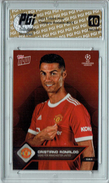 Cristiano Ronaldo 2021 Topps Now #14 PRISTINE Rare Trading Card PGI 10