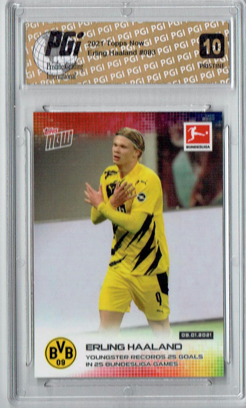 Erling Haaland 2021 Topps Now #83 PRISTINE Rare Trading Card PGI 10