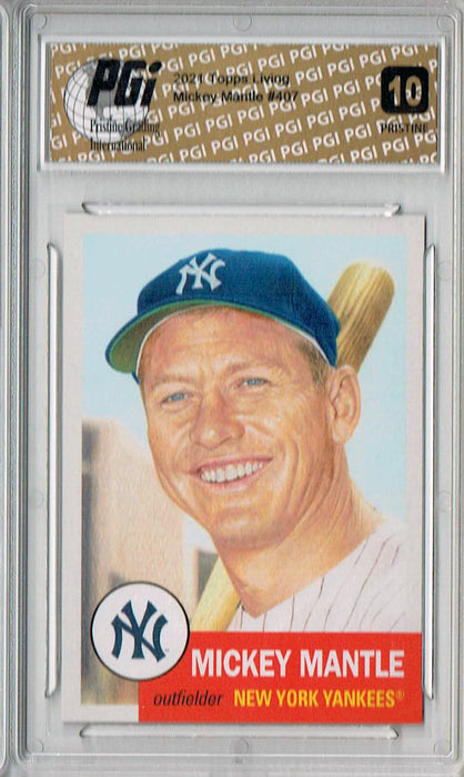 Mickey Mantle 2021 Topps Living #407 PRISTINE Rare Trading Card PGI 10