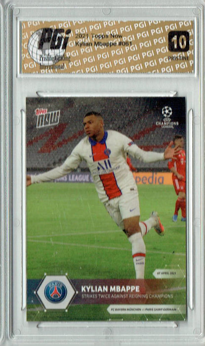 Kylian Mbappe 2021 Topps Now #61 PRISTINE Rare Trading Card PGI 10