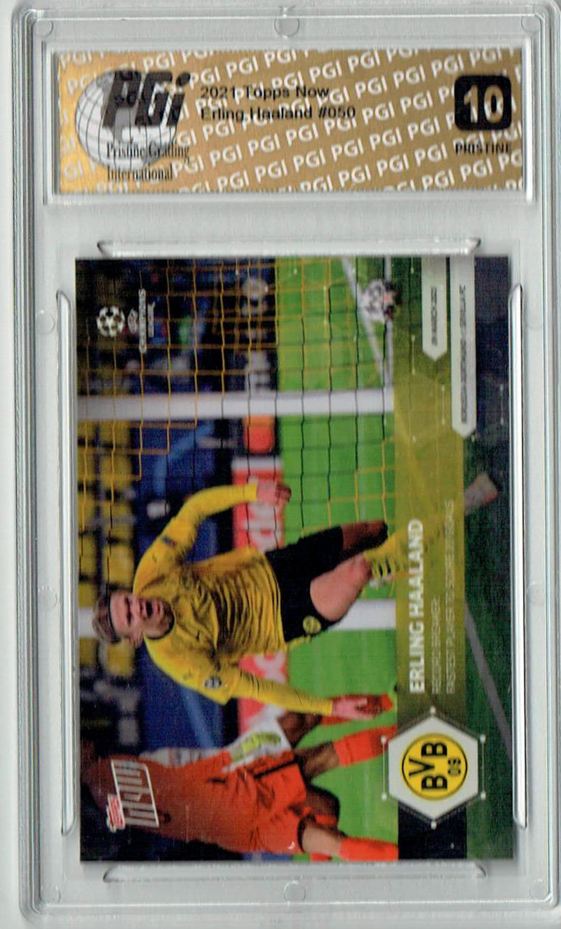 Erling Haaland 2021 Topps Now #50 PRISTINE Rare Trading Card PGI 10