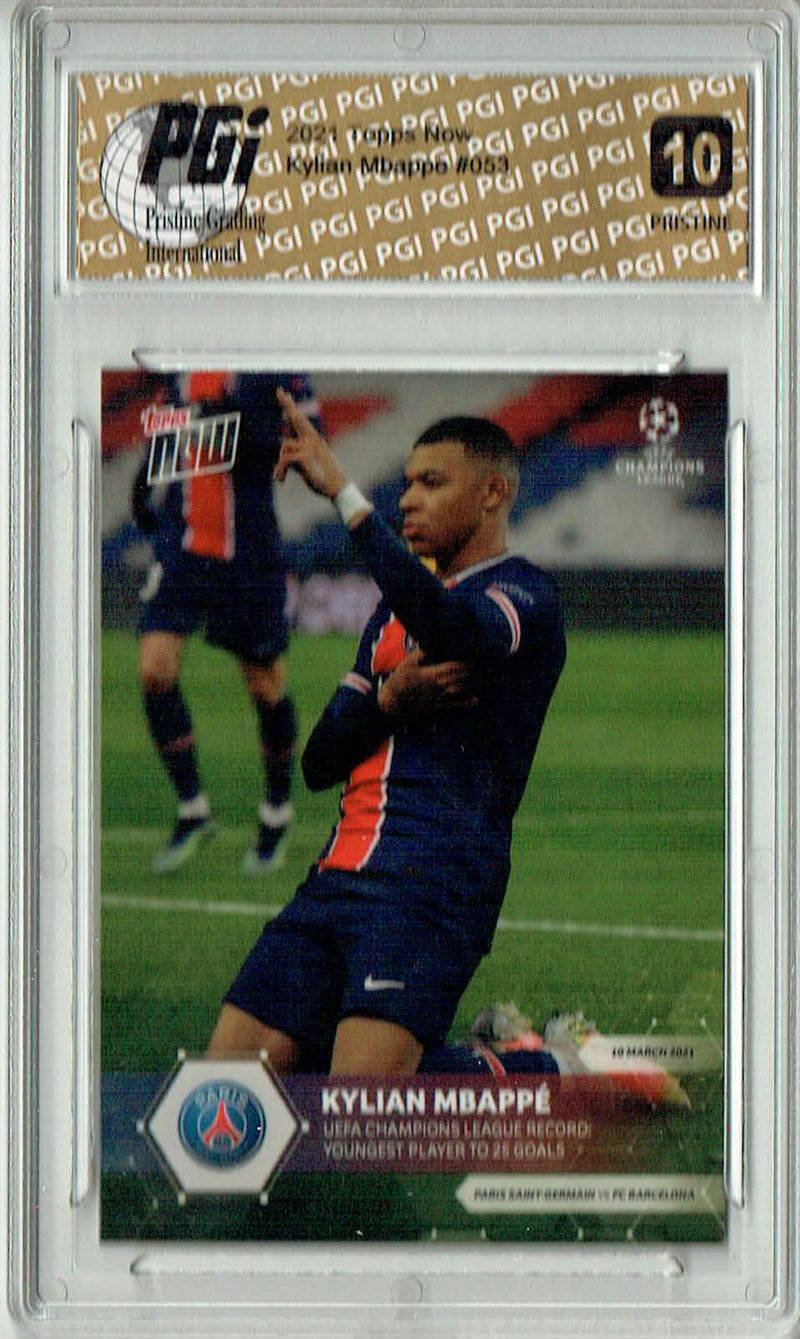 Kylian Mbappe 2021 Topps Now #53 PRISTINE Rare Trading Card PGI 10