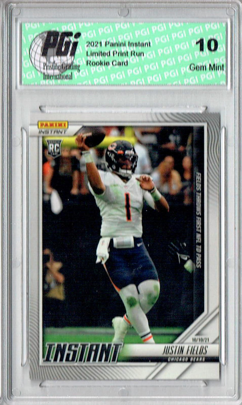 Justin Fields 2021 Panini Instant #60 1st TD, 1 of 734 Made Rookie Card PGI 10