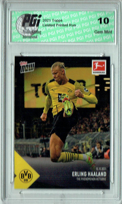Erling Haaland 2021 Topps Now #50 Only 7,575 Made! Rare Trading Card PGI 10